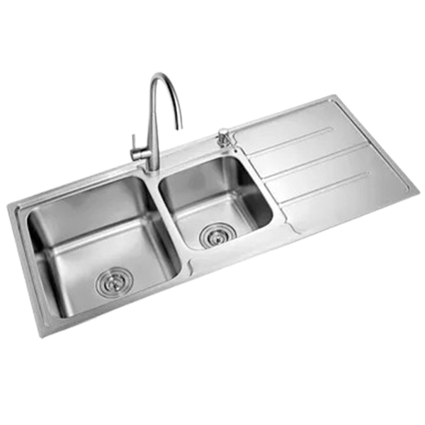 Royal Homes Kitchen Sink With Drainer 47 x 19 x 9.5 In. Stainless Steel