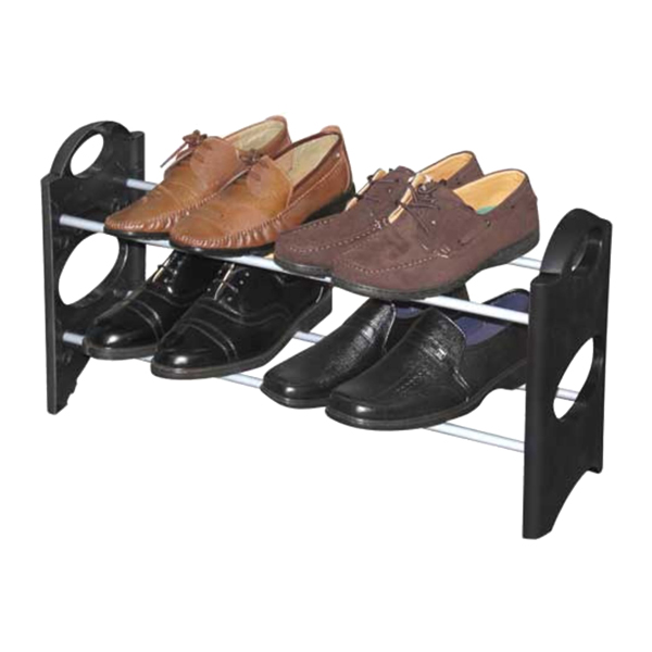 Home Basics 2-Tier Shoe Rack Black 26.5x8x13in