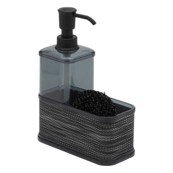 Home Basics Soap Dispenser with Sponge Holder, Black