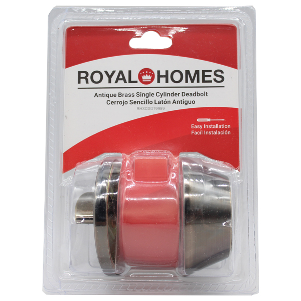 Royal Homes Single Cylinder Deadbolt Antique Brass