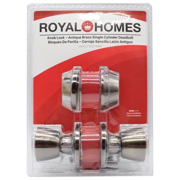 ****Royal Homes Knob Lock Antique Brass - Single Cylinder Deadbolt