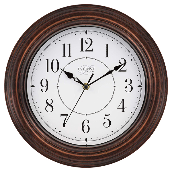 La Crosse Silent Sweep Wall Clock 12 In. Antique Brown