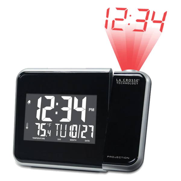 La Crosse Projection Alarm Clock with Calendar and Indoor Temperature