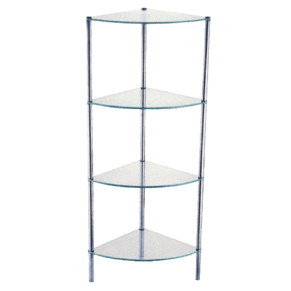 Classy Homes Corner Shelf 4-Tier Glass /Chrome