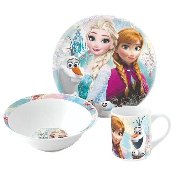 ****Disney Frozen 3pc Ceramic Snack Set