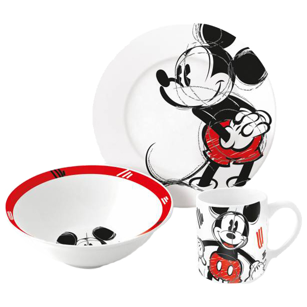 ****Disney Mickey 3pc Ceramic Snack Set