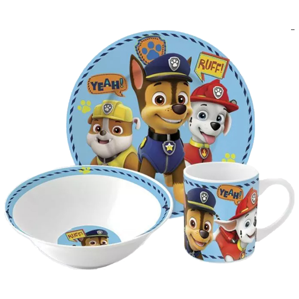 ****Disney Paw Patrol Boys 3pc Ceramic Snack Set