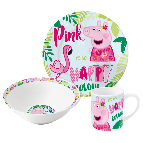 ****Disney Peppa Pig 3pc Ceramic Snack Set