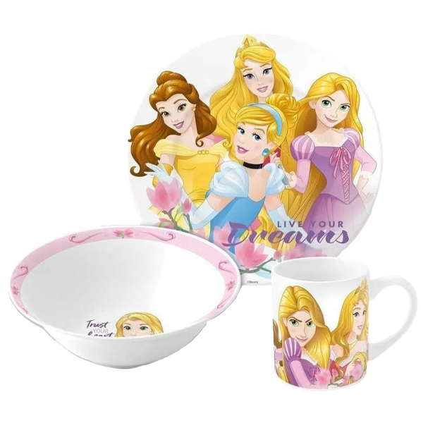 ****Disney Princess Dreams 3pc Ceramic Snack Set