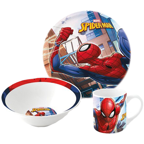 ****Disney Spiderman 3pc Ceramic Snack Set