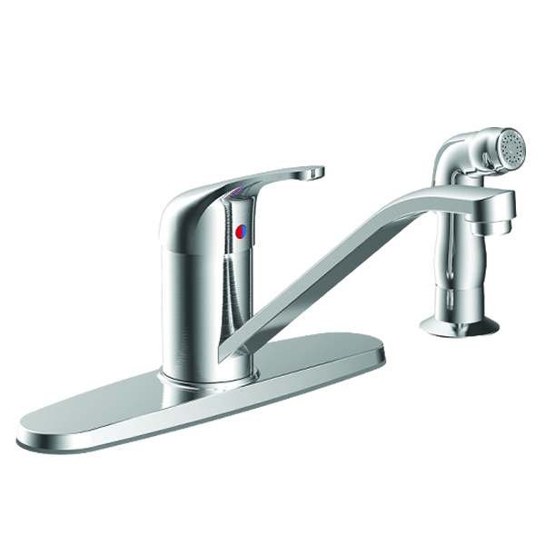 ^Briggs Faucets Single Handle Kitchen Faucet With Stainless Side Spray