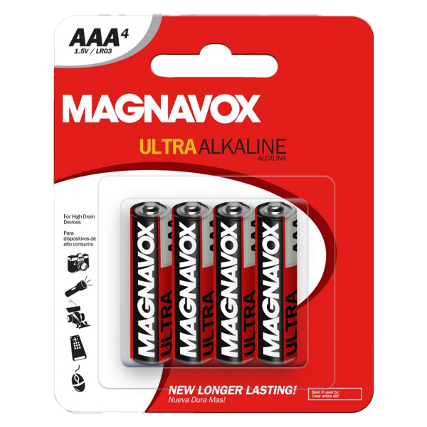 Magnavox AAA Alkaline Batteries 4pk