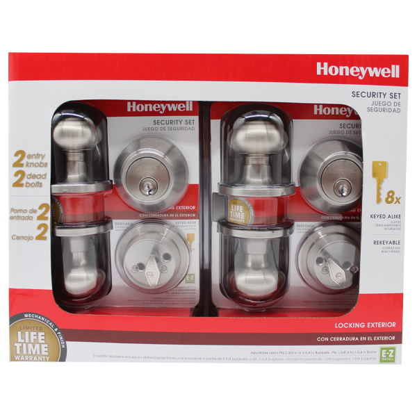 ****Honeywell Classic Knob Home Security Kit, Satin Nickel