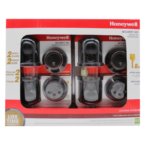 Honeywell Ball Knob Home Security Kit, Oil Rubbed Bronze