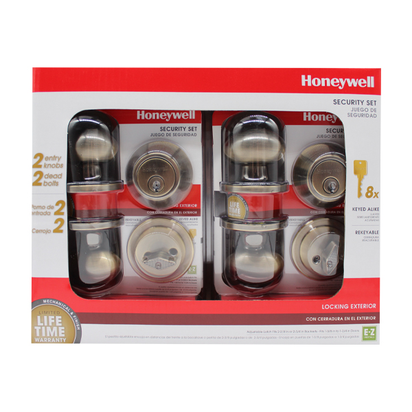 Honeywell Egg Knob Home Security Kit, Antique Brass