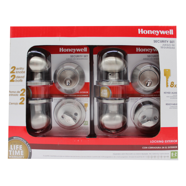 ****Honeywell Egg Knob Home Security Kit, Satin Nickel