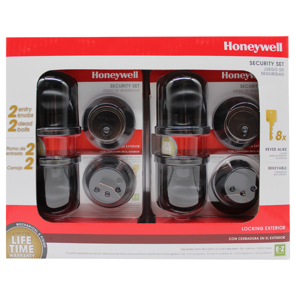 Honeywell Egg Knob Home Security Kit, Oil Rubbed Bronze