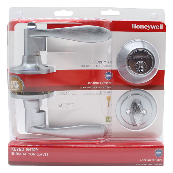 Honeywell Curve Lever Combo Keyed Entry Satin Chrome