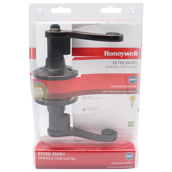 Honeywell Scroll Entry Lever Keyed Entry, Oil Rubbed Bronze