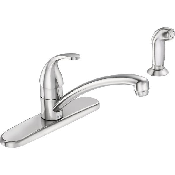 Moen Adler Single Handle Lever Kitchen Faucet with Side Spray, Chrome