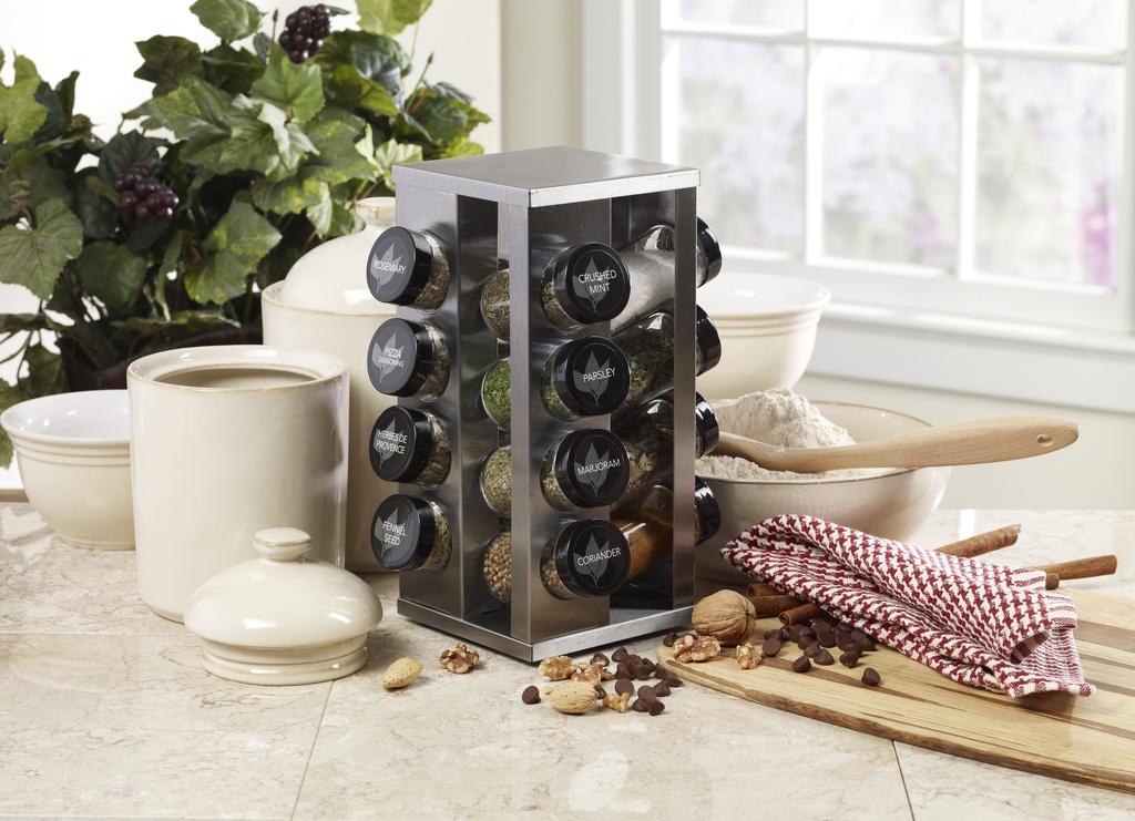 ****^Kamenstein Heritage Revolving Countertop 16-Jar Spice Rack, Silver