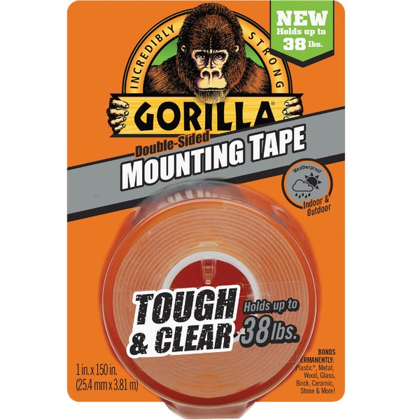 Gorilla Tough &amp; Clear Double-Sided Mounting Tape 38lb Capacity 1x150In.