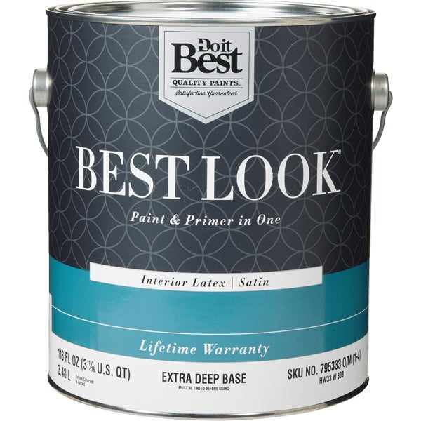 ****Best Look Latex Paint &amp; Primer In One Satin Interior Wall Paint, Extra Deep Base, 1 Gal