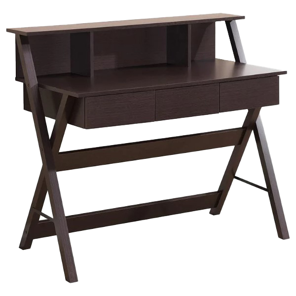 ****Techni Mobili Workstation Desk with Shelves and Storage, Wenge