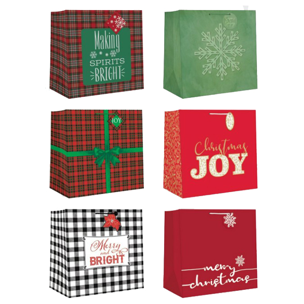 ****Edg Jumbo Square Traditional Gift Bags, Assorted