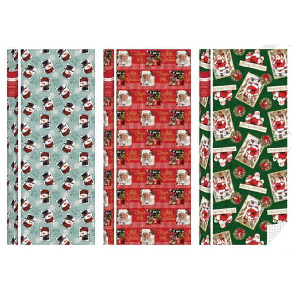 Edg Wrapping Paper 35 Sq Ft Roll 30-in, Santa / Snowman