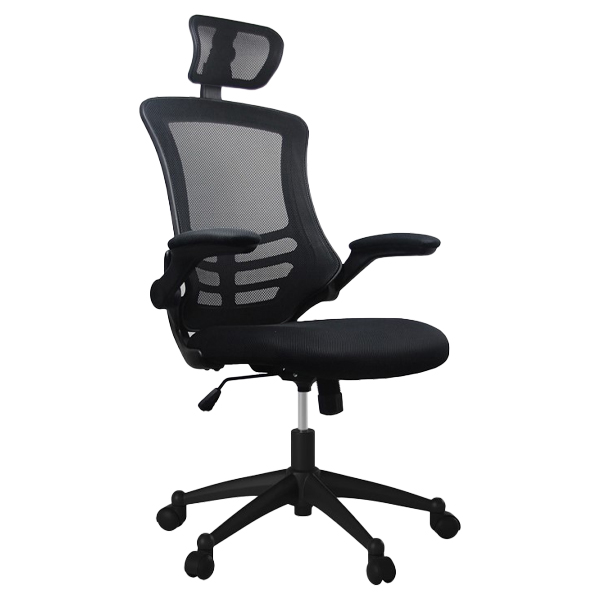 Techni Mobili Executive Mesh High Back Office Chair with Headrest, Black