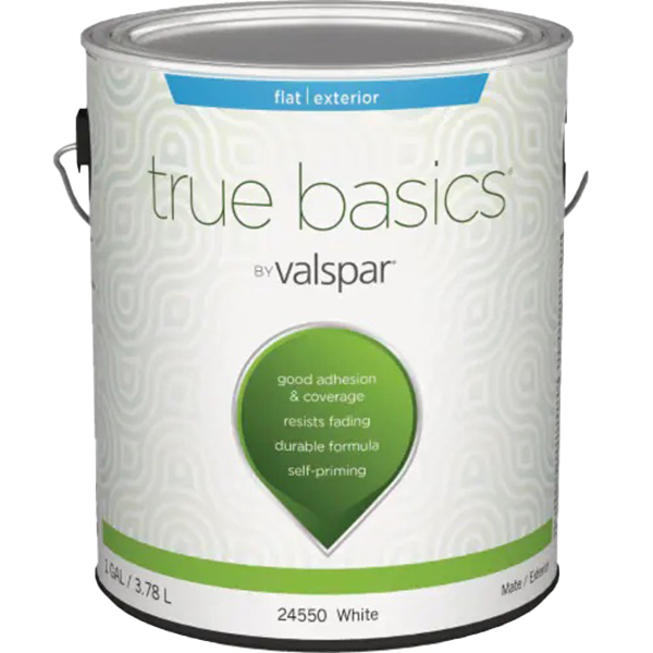 ****True Basics by Valspar Flat Exterior House Paint, 1 Gal., White