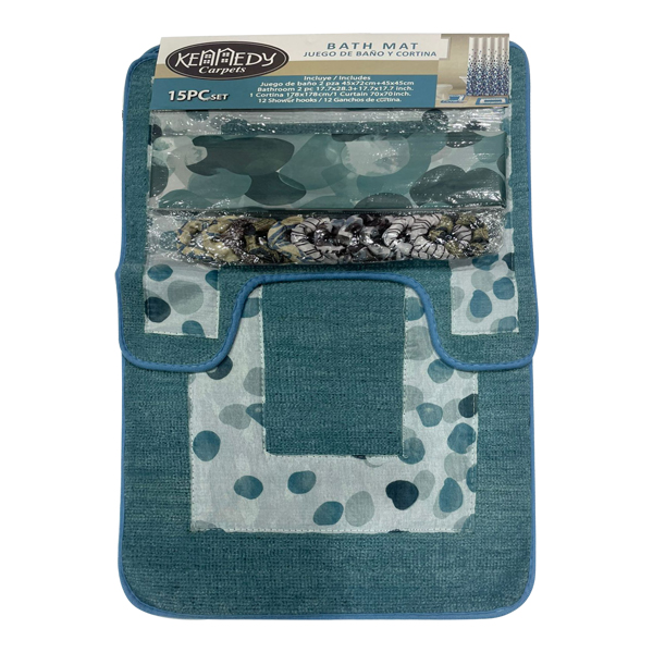 Kennedy Home 15pc Bath Mat Set, Aqua