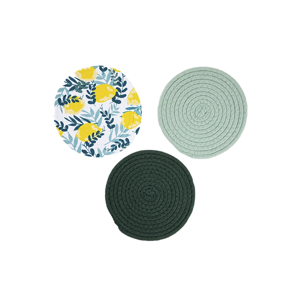 ****Core Kitchen 8in Woven Trivets 3pc Set - Italian Lemons