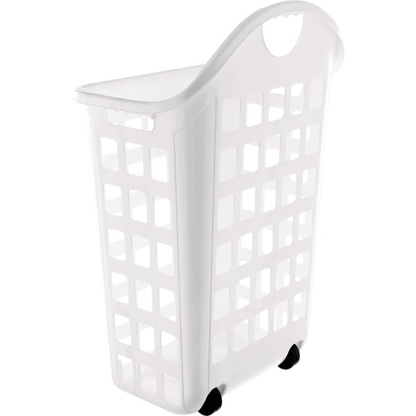 United Solutions 2 Bushel Rolling Hamper, White