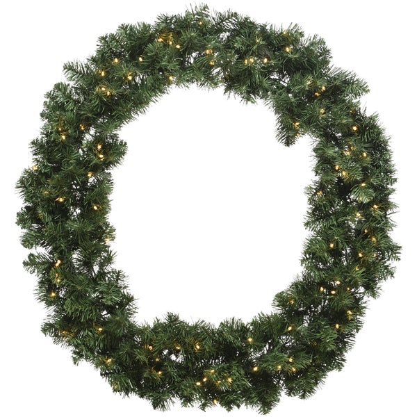 Everlands Imperial 23 In. 50-Bulb Warm White LED Soft Needle Pine Prelit Wreath