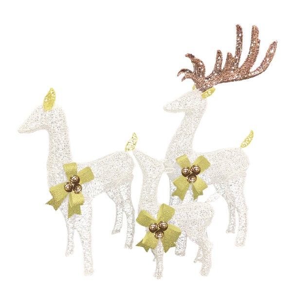 Alpine Reindeer Family Lighted Decoration 35 In Cool White LED