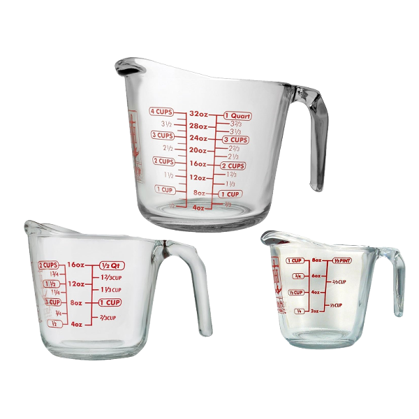 ****Anchor Hocking 3pc Glass Measuring Cup Set (Incl 8 oz., 16 oz. &amp; 32 oz. Open-Handle Measuring Cups)