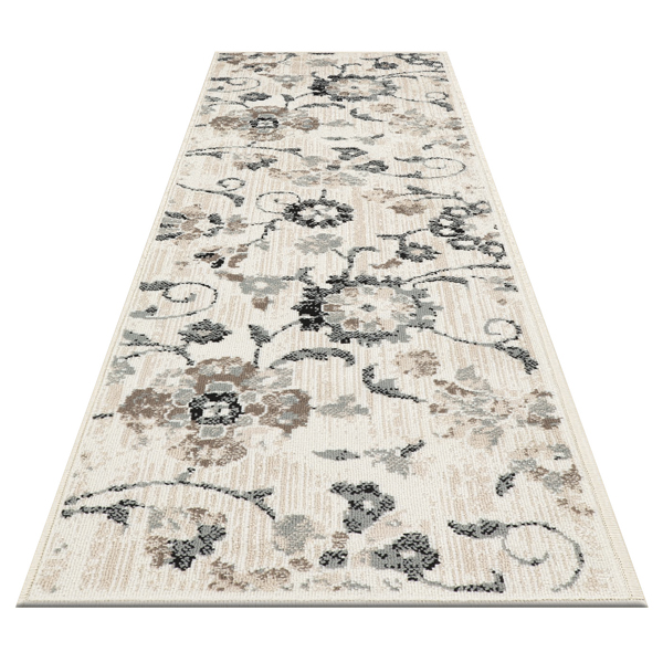 L'Baiet Rugs Grey Floral 2'x6'