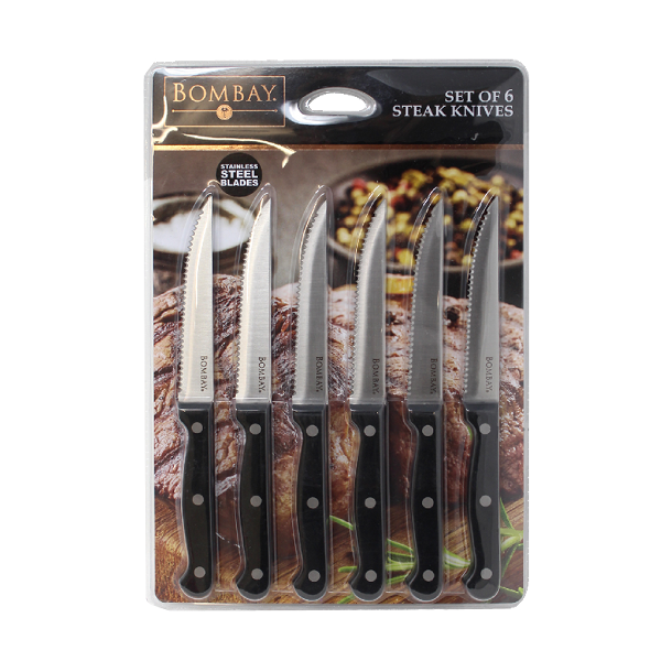 ****Bombay Steak Knives Set of 6, Stainless Steel