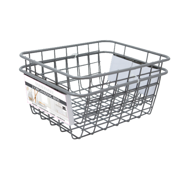 Farberware Set of 2 Large Wire Baskets 11 x 8.7 x 4.9in, Grey