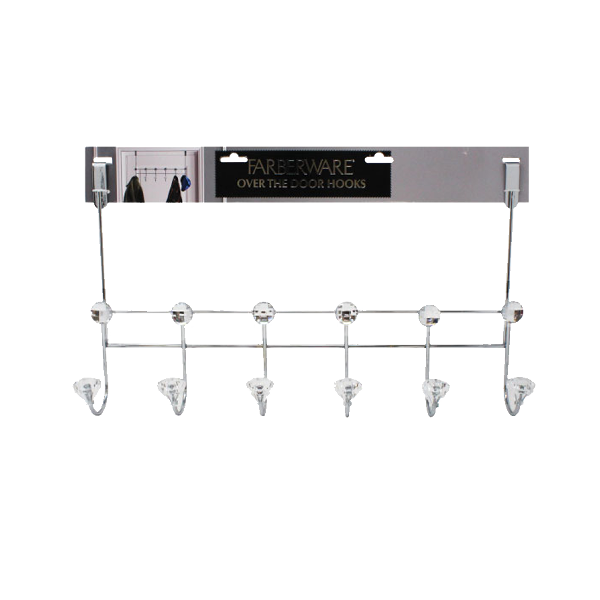 Farberware Over-the-Door Hook 8.3 x 2.8 x 10.4 In. Chrome/Clear Crystals