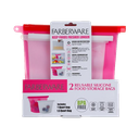 Farberware Silicone Food Storage Bags - White 1 Qt. 9.4 x 6.9in, Pink 1.5 Qt. 11.4 x 8.3in - Set of 2