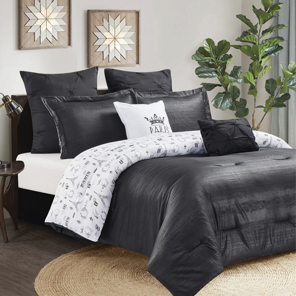 Morgan Collection 7pc Queen Comforter Set, Black