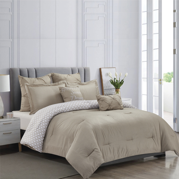 Morgan Collection 7pc Queen Comforter Set, Taupe