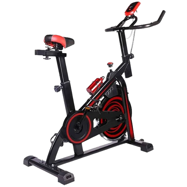 Gym Master Spin Bike 18kg Flywheel with Digital Display, Black/ Red