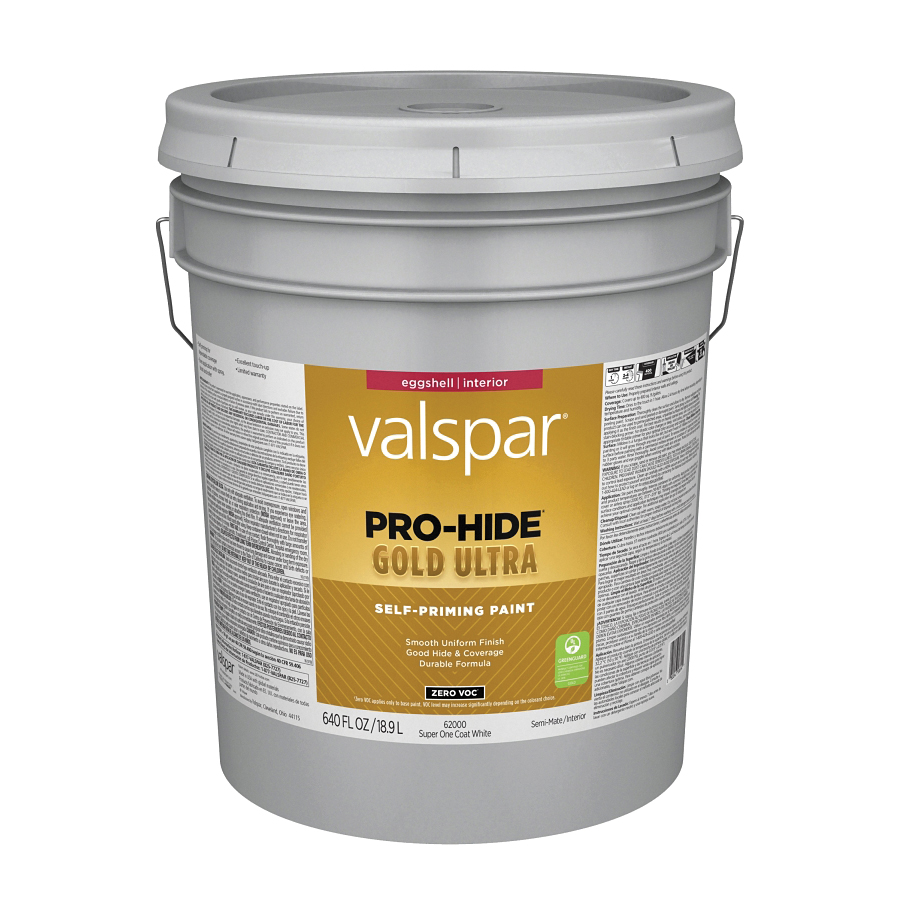 ****Valspar Pro-Hide Gold Ultra Zero VOC Latex Eggshell Interior Wall Paint, Super One-Coat White, 5 Gal.