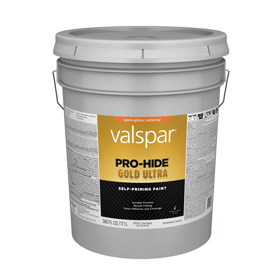 Valspar Pro-Hide Gold Ultra Latex Semi-Gloss Exterior House Paint, Clear Base, 5 Gal.