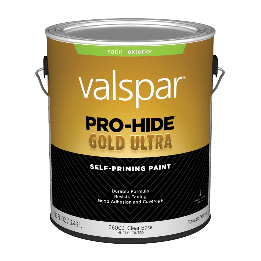 Valspar Pro-Hide Gold Ultra Latex Satin Exterior House Paint, Clear Base, 1 Gal.