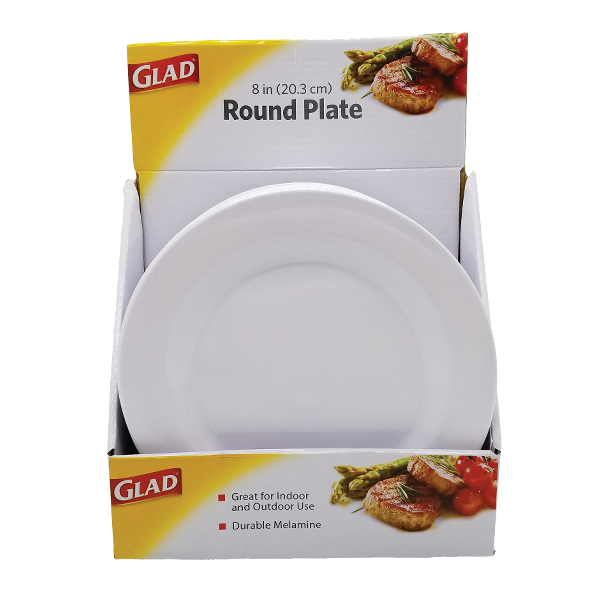 ****Glad Melamine Round Plate 8in, White